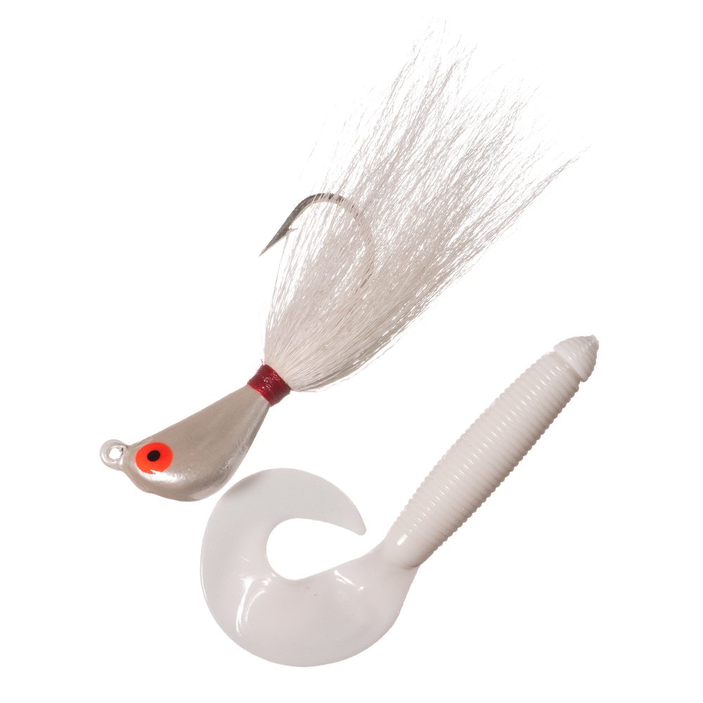 Bucktail Striper Jigs with Tails White / 1/2 oz