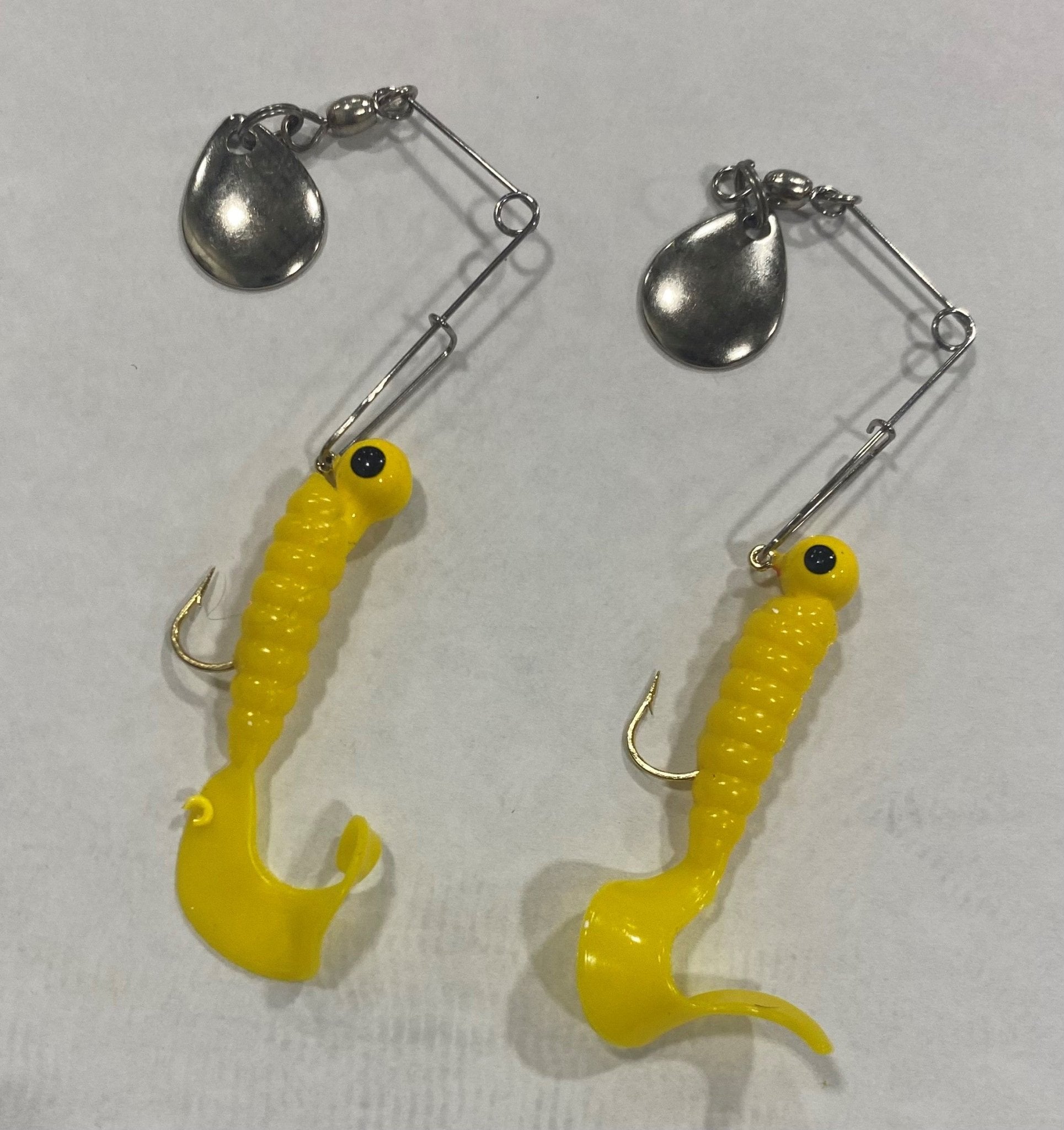 Rigged Curl Tail Spinners Yellow / 1/16 oz / 2
