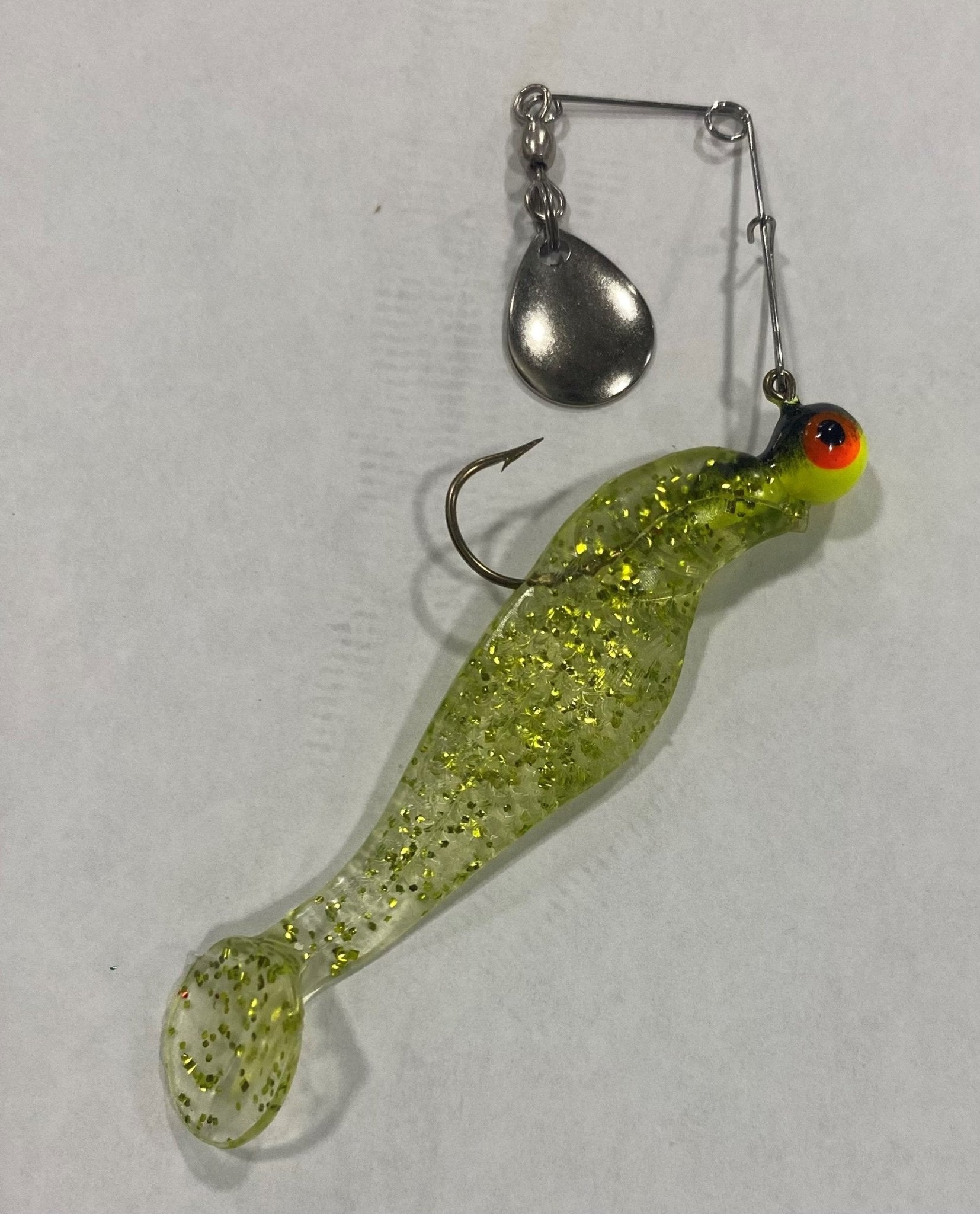 Rigged Minnow Paddle Tail Chatreuse Glitter / 1/8 oz / 2